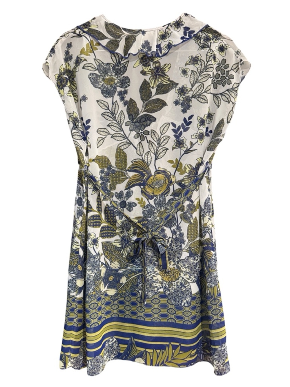 Becca by Rebecca Virtue Floral Mini Dress XS-S Blue Green Resort V-Neck - Picture 2 of 4